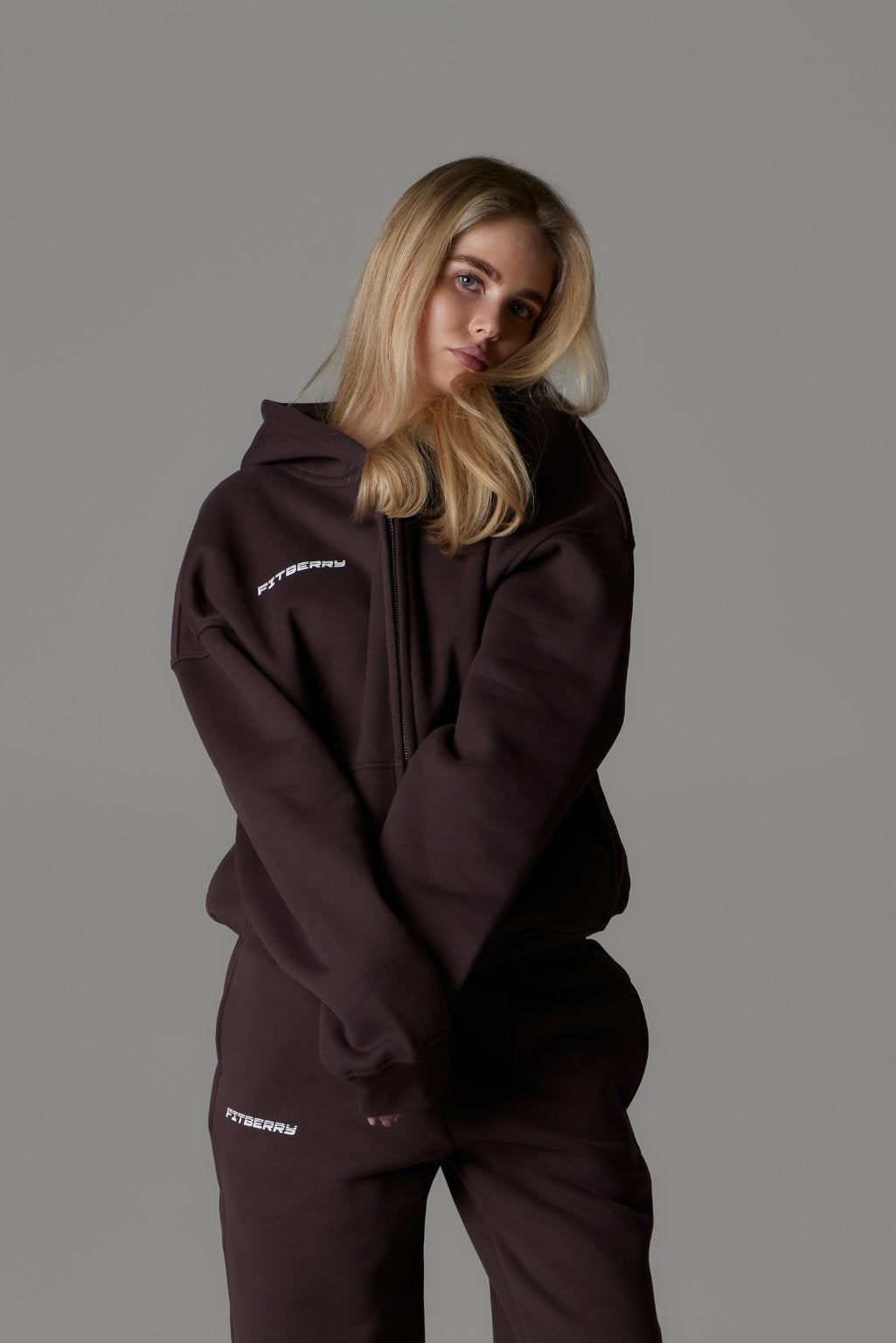 Oversized Zip Hoodie - Saddle Brown | Fitberry Sports Studio