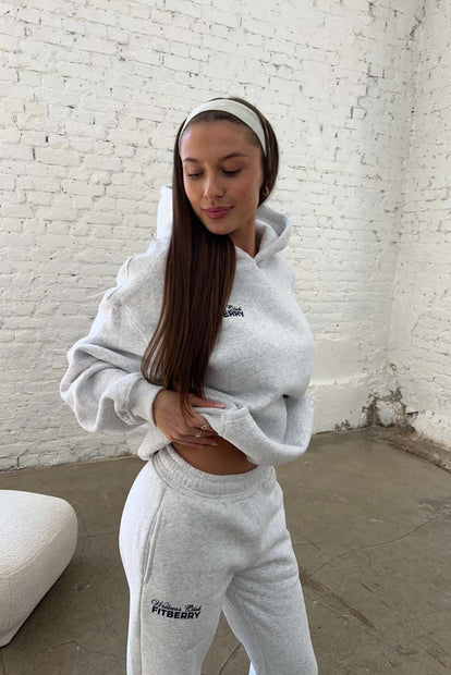 Oversized Hoodie - Energy Grey | Fitberry Wellness Club – Fitberry